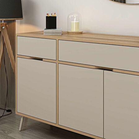 Elina Ayaklı Konsol Aynalı - Dore/Kumtaşı