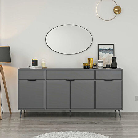 Elina Ayaklı Konsol Aynalı - Antrasit/Antrasit