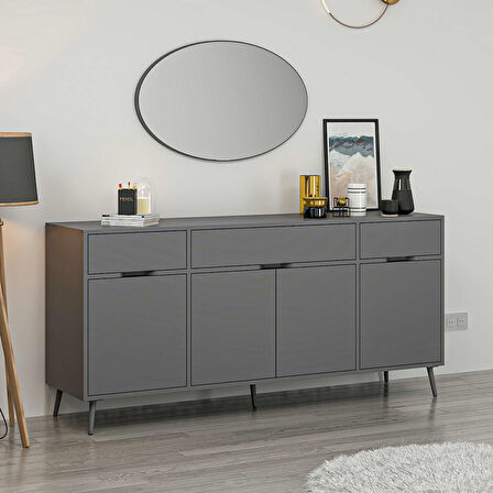 Elina Ayaklı Konsol Aynalı - Antrasit/Antrasit