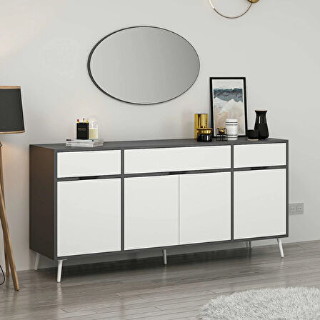 Elina Ayaklı Konsol Aynalı - Antrasit/Beyaz