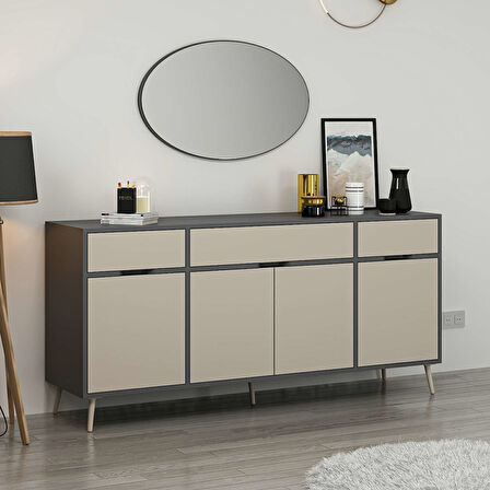 Elina Ayaklı Konsol Aynalı - Antrasit/Kumtaşı