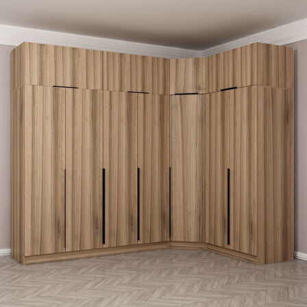 Kaleplus 7 Kapaklı 2 Çekmeceli Köşe Dolap + Yüklük Dore Dore Plus 235CM