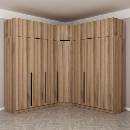 Kaleplus 7 Kapaklı 4 Çekmeceli Köşe Dolap + Yüklük Dore Dore Plus 235CM