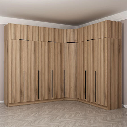 Kaleplus 8 Kapaklı 4 Çekmeceli Köşe Dolap + Yüklük Dore Dore Plus 235CM