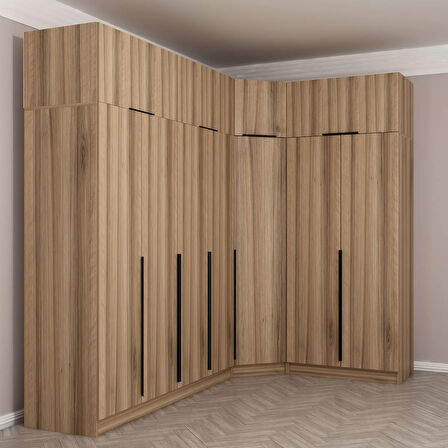 Kaleplus 7 Kapaklı 2 Çekmeceli Köşe Dolap + Yüklük Dore Dore Plus 255CM