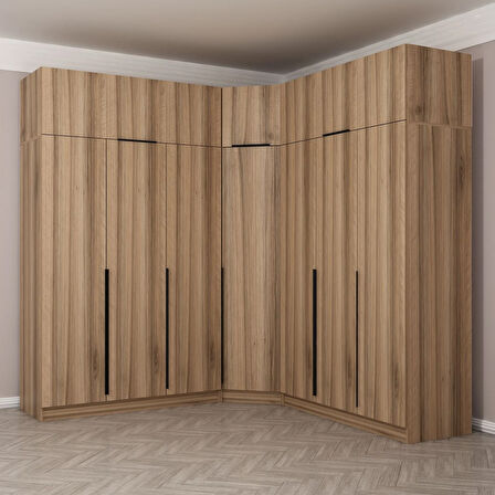 Kaleplus 7 Kapaklı 4 Çekmeceli Köşe Dolap + Yüklük Dore Dore Plus 255CM