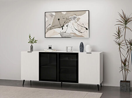 Minar Kale Konsol Cam Kapak Plus Beyaz/Beyaz Füme Cam