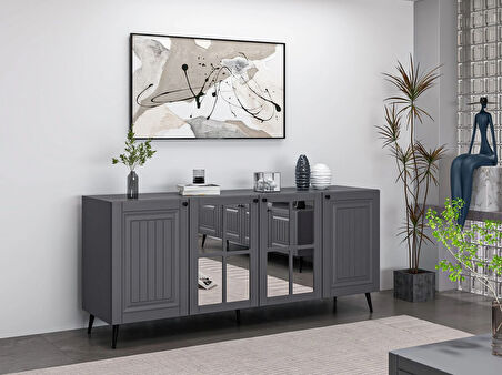 Minar Kale Konsol  Cam Kapak İlkbahar Antrasit Aynalı Antrasit