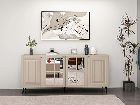 Minar Kale Konsol  Cam Kapak İlkbahar Kumtaşı Aynalı Kumtaşı