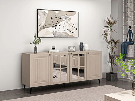 Minar Kale Konsol  Cam Kapak İlkbahar Kumtaşı Aynalı Kumtaşı