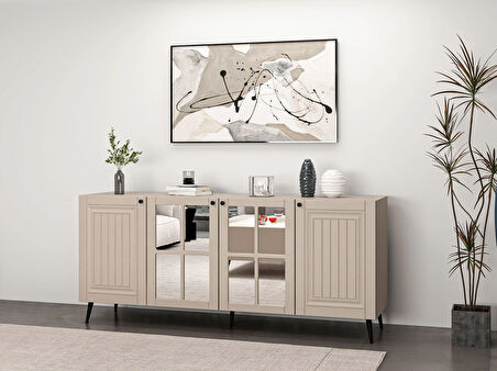 Minar Kale Konsol  Cam Kapak İlkbahar Kumtaşı Aynalı Kumtaşı