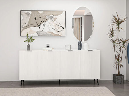 Minar Kale Aynalı Konsol Plus Beyaz/Beyaz