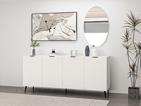 Minar Kale Aynalı Konsol Plus Beyaz/Beyaz