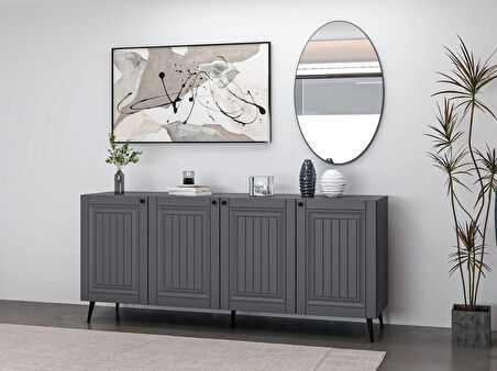 Minar Kale Aynalı Konsol İlkbahar Antrasit/Antrasit