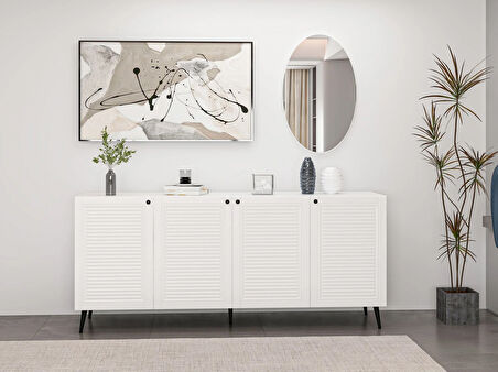 Minar Kale Aynalı Konsol Pandora Beyaz/Beyaz