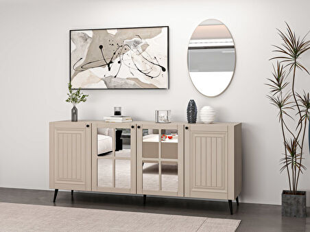 Minar Kale Cam Kapak Aynalı Konsol İlkbahar Kumtaşı Aynalı Kumtaşı