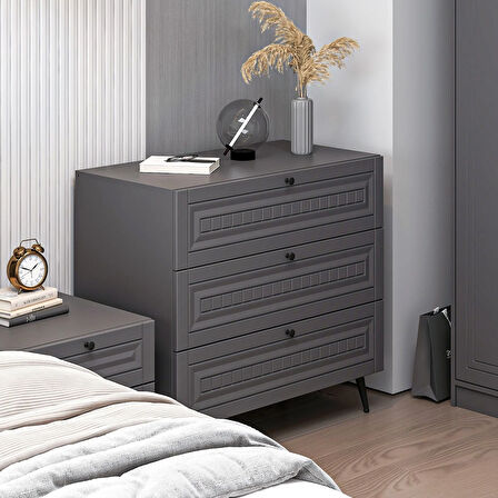 Minar Kale Şifonyer İlkbahar Antrasit/Antrasit