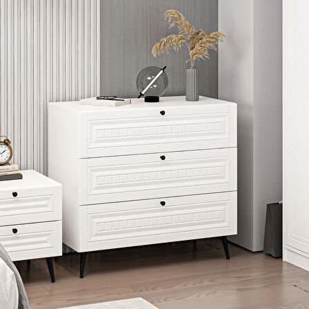 Minar Kale Şifonyer İlkbahar Beyaz/Beyaz