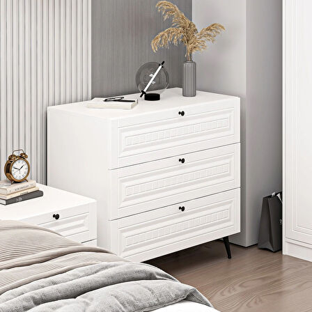 Minar Kale Şifonyer İlkbahar Beyaz/Beyaz