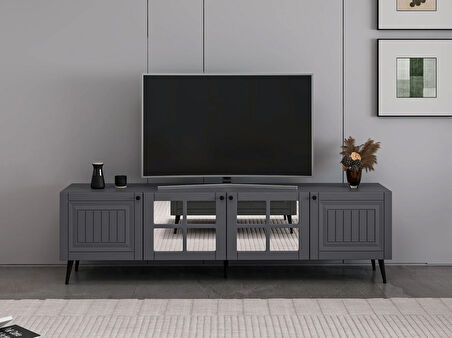 İlkbahar Tv Ünitesi Aynalı Kapak Antrasit Aynalı Antrasit