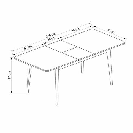 Minar Kale İlkbahar Açılır Yemek Masası Antrasit/Antrasit