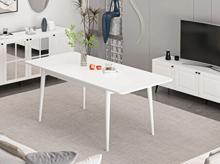 Minar Kale İlkbahar Açılır Yemek Masası Beyaz/Beyaz