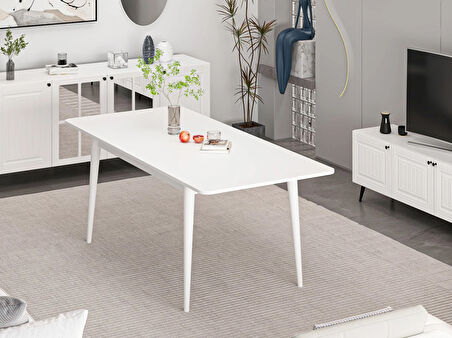 Minar Kale İlkbahar Açılır Yemek Masası Beyaz/Beyaz