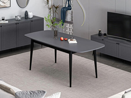 Minar Kale Pandora Açılır Yemek Masası Antrasit/Siyah