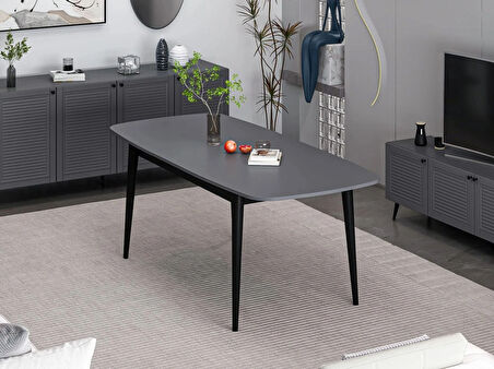 Minar Kale Pandora Açılır Yemek Masası Antrasit/Siyah