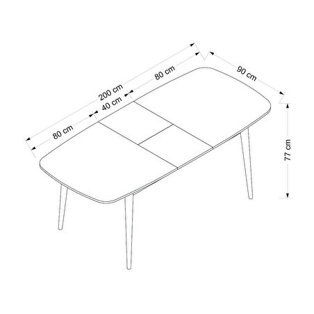 Minar Kale Pandora Açılır Yemek Masası Antrasit/Siyah