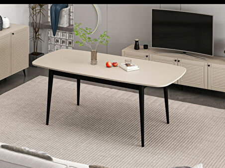 Minar Kale Pandora Açılır Yemek Masası Kumtaşı/Siyah