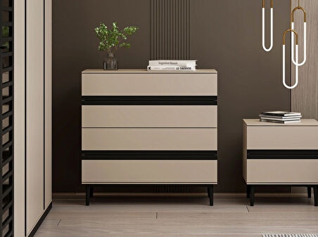 Star Şifonyer 4C Soft - Kumtası Siyah