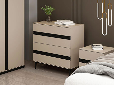 Star Şifonyer 4C Soft - Kumtası Siyah