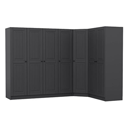 Kale 7 Kapaklı 2 Çekmeceli Köşe Dolap Antrasit Mebran İlkbahar 190CM