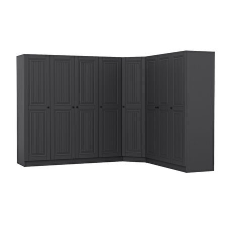 Kale 8 Kapaklı 4 Çekmeceli Köşe Dolap Antrasit Mebran İlkbahar 190CM