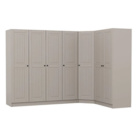 Kale 7 Kapaklı 2 Çekmeceli Köşe Dolap Kumtaşı Mebran İlkbahar 190CM