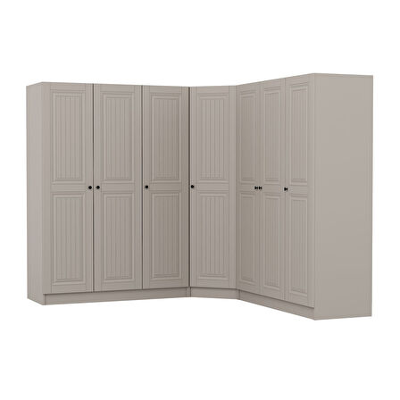 Kale 7 Kapaklı 4 Çekmeceli Köşe Dolap Kumtaşı Mebran İlkbahar 190CM