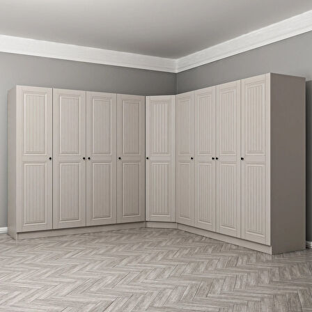 Kale 9 Kapaklı 4 Çekmeceli Köşe Dolap Kumtaşı Mebran İlkbahar 190CM