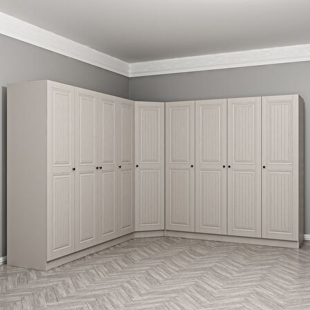 Kale 9 Kapaklı 4 Çekmeceli Köşe Dolap Kumtaşı Mebran İlkbahar 190CM