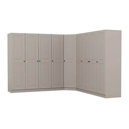 Kale 9 Kapaklı 4 Çekmeceli Köşe Dolap Kumtaşı Mebran İlkbahar 190CM