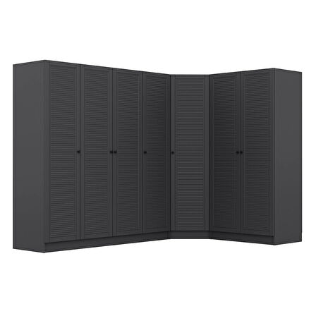 Kale 7 Kapaklı 2 Çekmeceli Köşe Dolap Antrasit Mebran Panjur 190CM