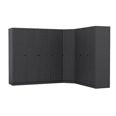 Kale 8 Kapaklı 4 Çekmeceli Köşe Dolap Antrasit Mebran Panjur 190CM