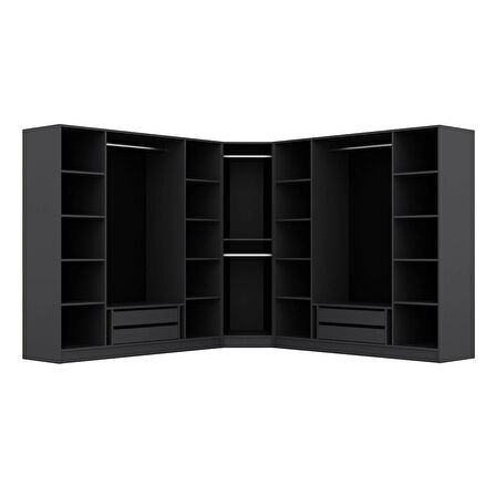 Kale 9 Kapaklı 4 Çekmeceli Köşe Dolap Antrasit Mebran Panjur 190CM