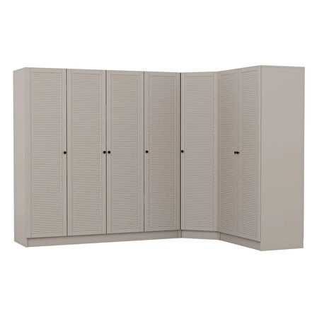 Kale 7 Kapaklı 2 Çekmeceli Köşe Dolap Kumtaşı Mebran Panjur 190CM