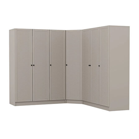 Kale 7 Kapaklı 4 Çekmeceli Köşe Dolap Kumtaşı Mebran Panjur 190CM