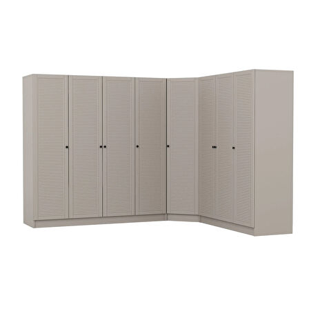 Kale 8 Kapaklı 4 Çekmeceli Köşe Dolap Kumtaşı Mebran Panjur 190CM