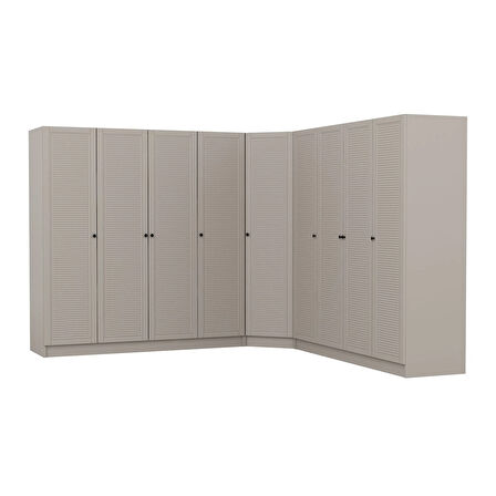 Kale 9 Kapaklı 4 Çekmeceli Köşe Dolap Kumtaşı Mebran Panjur 190CM