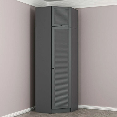 Kale 1 Kapaklı Köşe Dolap Antrasit Mebran Panjur + Yüklük 235CM