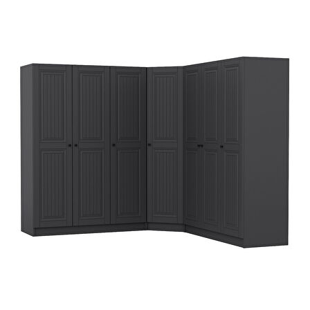 Kale 7 Kapaklı 4 Çekmeceli Köşe Dolap Antrasit Mebran İlkbahar 210CM