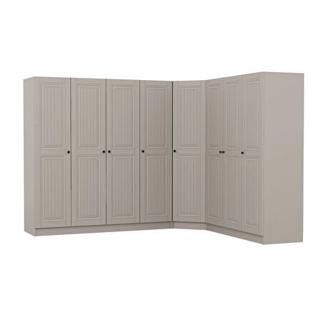 Kale 8 Kapaklı 4 Çekmeceli Köşe Dolap Kumtaşı Mebran İlkbahar 210CM